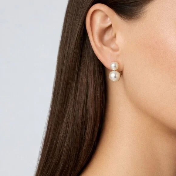 SHASHI Bianca Pearl Earring in Pearl stud dangle drop - Picture 2 of 6